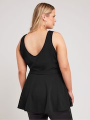 Yours Curve Black Sweetheart Peplum Top - Image 4 of 5