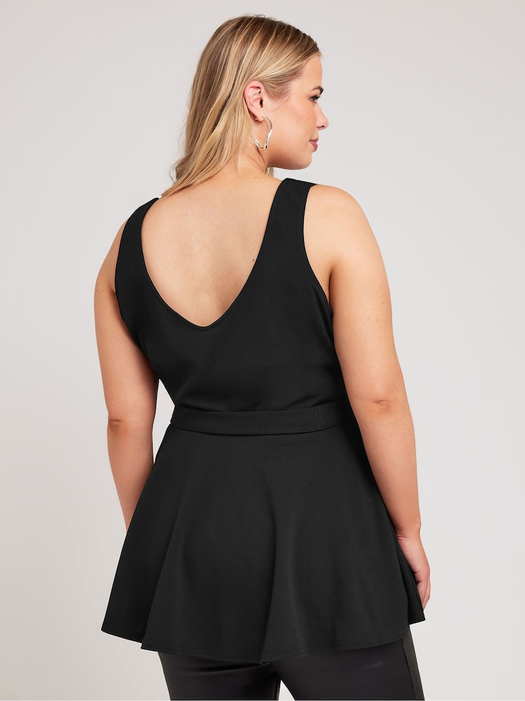 Zwart - Yours Curve Sweetheart Peplum Top - Image 4 of 5