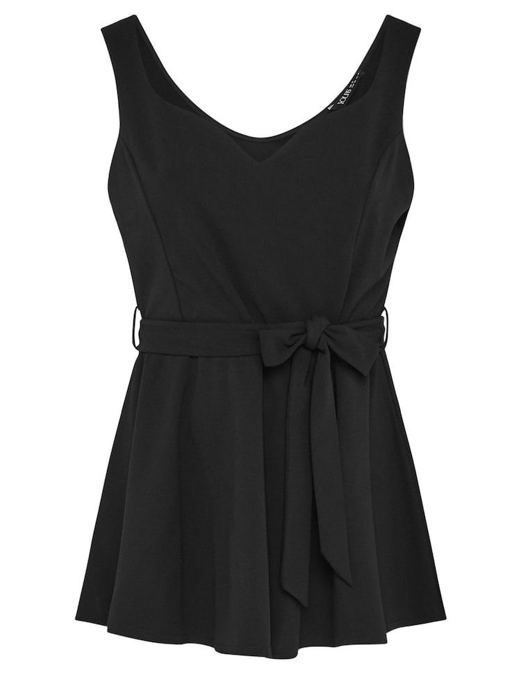 Yours Curve Black Sweetheart Peplum Top - Image 5 of 5