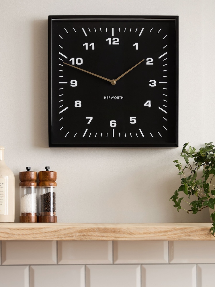 Black Square Wall Clock - Image 1 of 4 Black Square Wall Clock - Image 1 of 4
