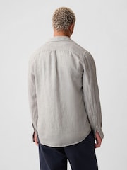 Gap Grey 100% Linen Long Sleeve Shirt - Image 2 of 4