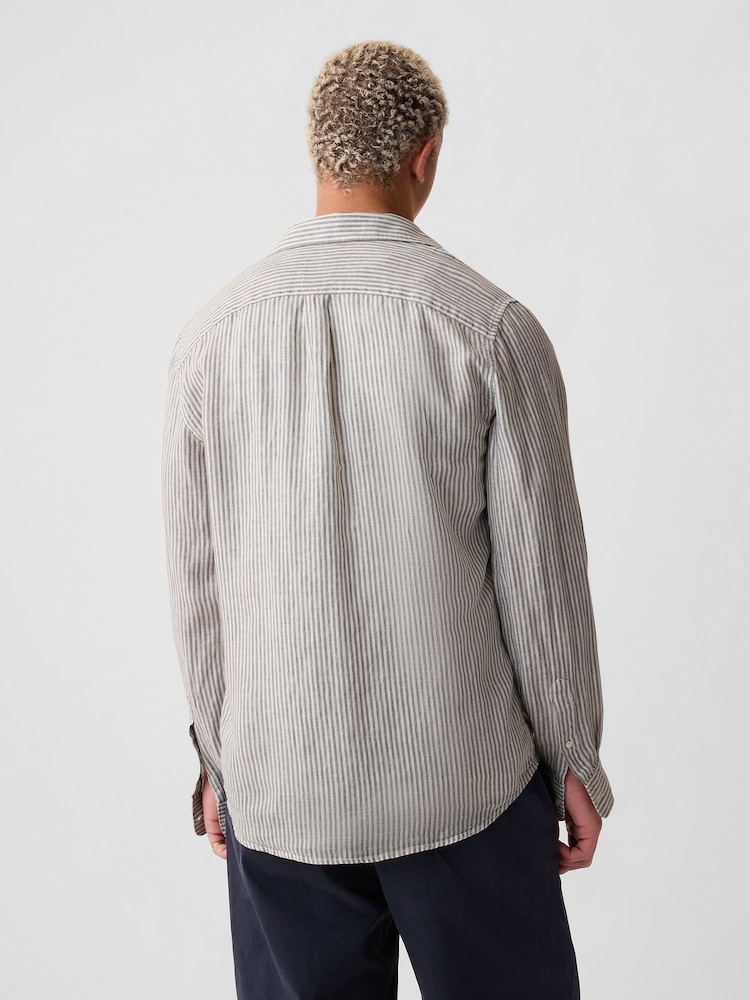 Gap Grey 100% Linen Long Sleeve Shirt - Image 2 of 4