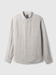 Gap Grey 100% Linen Long Sleeve Shirt - Image 4 of 4