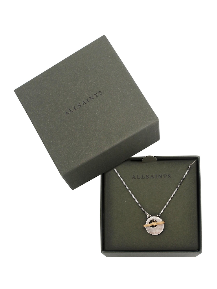 AllSaints Gold Stone Coin Pendant Necklace - Image 5 of 5 AllSaints Gold Stone Coin Pendant Necklace - Image 5 of 5