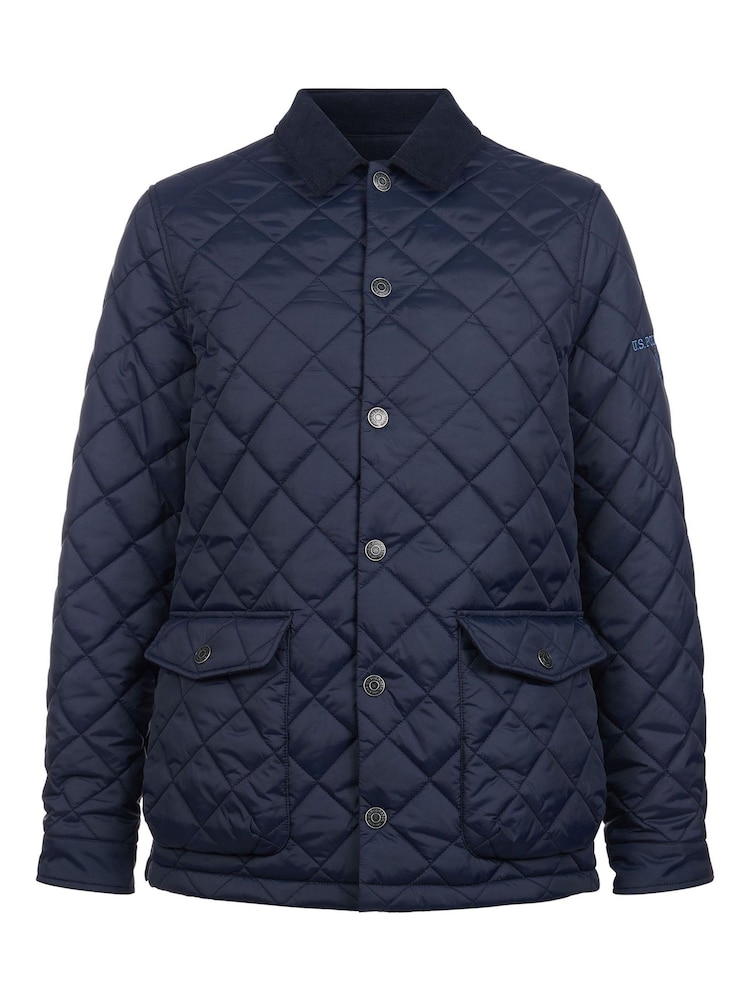 U.S. Polo Assn. Blue Mens Quilted Collared Jacket - Image 6 of 8