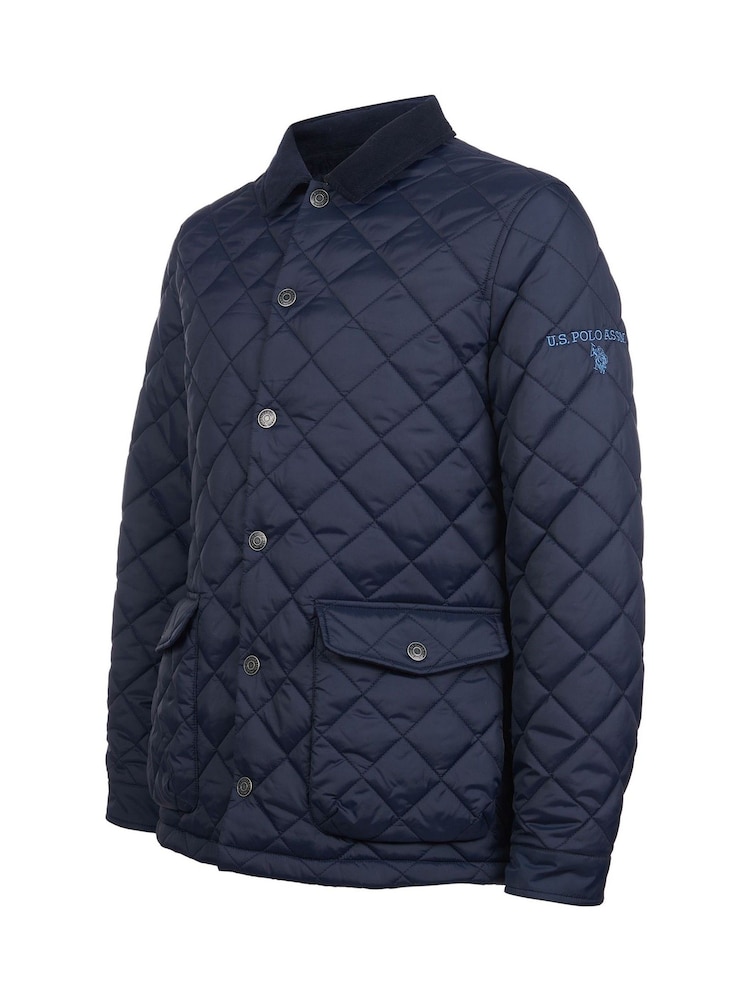 U.S. Polo Assn. Blue Mens Quilted Collared Jacket - Image 7 of 8