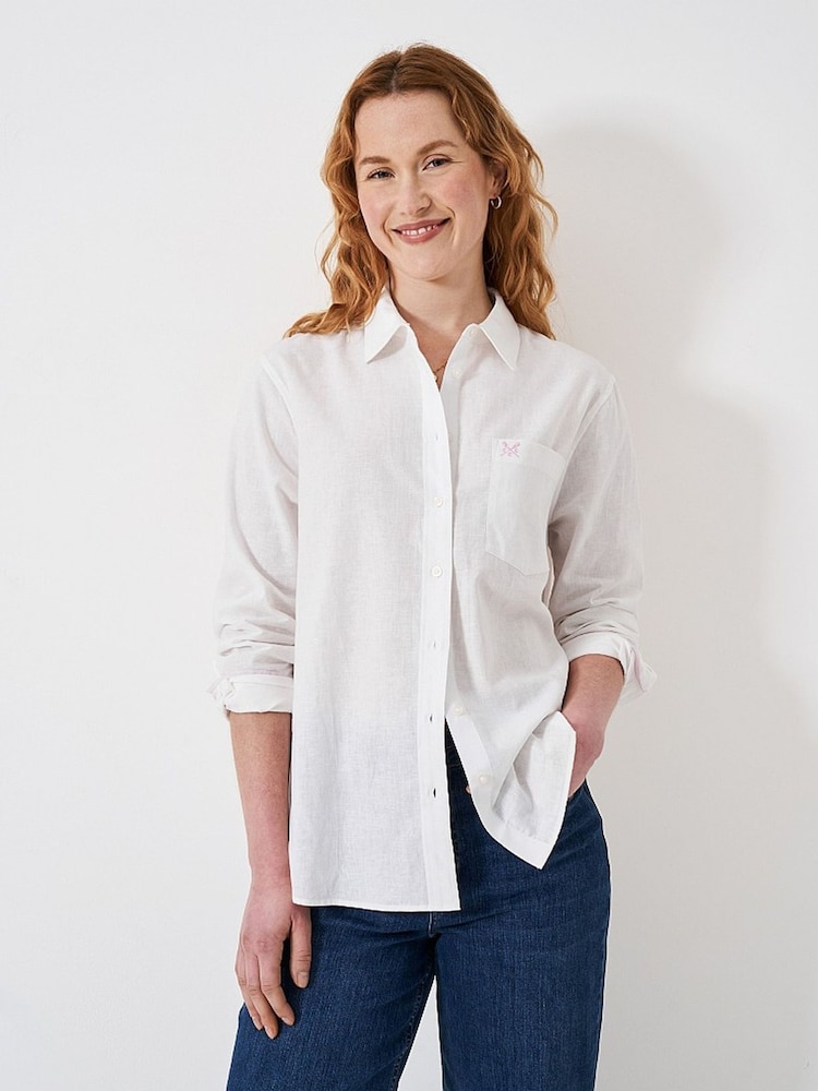 Crew Clothing White Linen Blend Shirt - Image 1 of 4