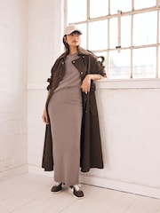 Neutrale Farbe - Cosy Soft Touch Column Midi Skirt - Bild 1 von 8