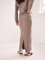 Neutrale Farbe - Cosy Soft Touch Column Midi Skirt - Bild 5 von 8