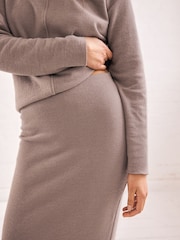 Neutrale Farbe - Cosy Soft Touch Column Midi Skirt - Bild 6 von 8