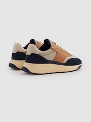 Reiss Navy/Camel Emmett Leather Suede Running Trainers - Image 4 of 5
