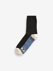 Blue/Ochre Bee Footbed Ankle Socks 5 Pack - Image 2 of 6