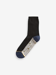 Blue/Ochre Bee Footbed Ankle Socks 5 Pack - Image 3 of 6
