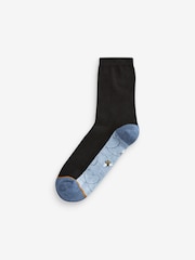 Blue/Ochre Bee Footbed Ankle Socks 5 Pack - Image 4 of 6