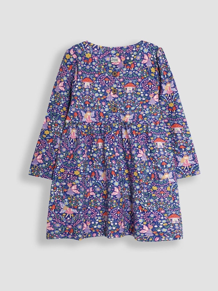 JoJo Maman Bébé Cornflower Toadstool Floral Button Front Dress - Image 1 of 3