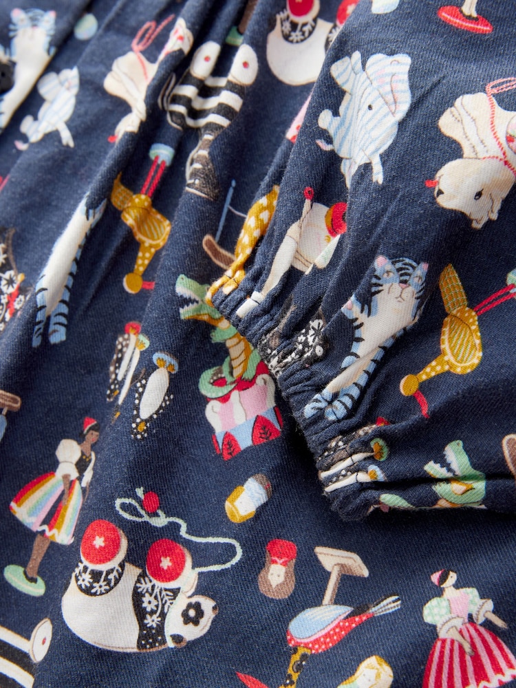 Cath Kidston Navy Printed Long Sleeve Collar 100% Cotton Dress (3mths-8yrs) - Image 10 of 10
