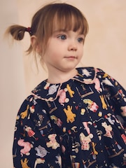 Cath Kidston Navy Printed Long Sleeve Collar 100% Cotton Dress (3mths-8yrs) - Image 4 of 10