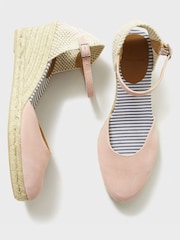Crew Clothing Pink Leather Jute Wedge Heel Espadrilles - Image 3 of 5
