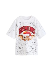 White Ground Licensed Christmas Gremlins 100% Cotton T-Shirt (3-16yrs) - Image 1 of 4