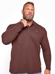 Rot - BadRhino Big & Tall Essential 100% Cotton Long Sleeve Polo Shirt - Bild 1 von 3