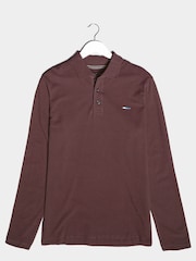 Rot - BadRhino Big & Tall Essential 100% Cotton Long Sleeve Polo Shirt - Bild 2 von 3