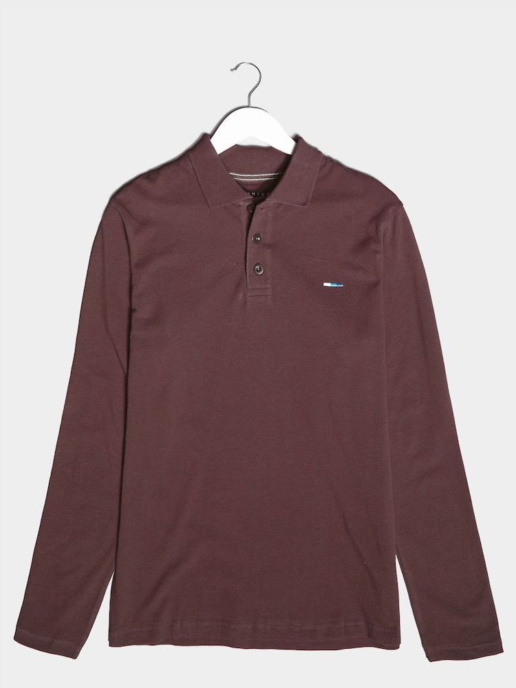 Rot - BadRhino Big & Tall Essential 100% Cotton Long Sleeve Polo Shirt - Bild 2 von 3