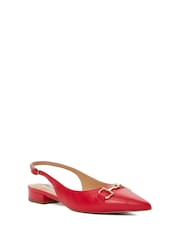 Dune London Red Hopeful Snaffle Slingback Flat Shoes - Image 1 of 5