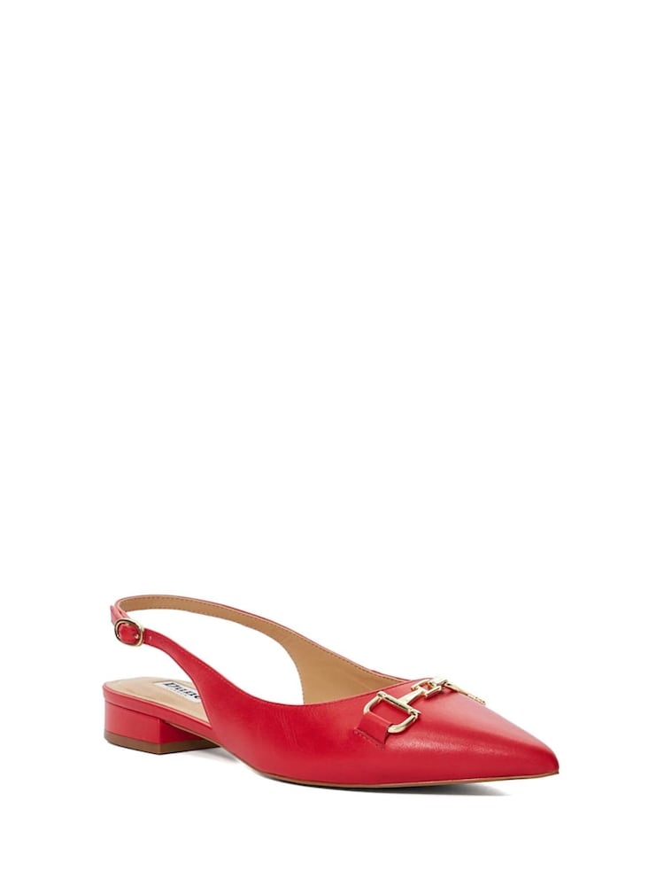 Dune London Red Hopeful Snaffle Slingback Flat Shoes - Image 1 of 5