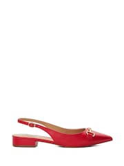 Dune London Red Hopeful Snaffle Slingback Flat Shoes - Image 4 of 5