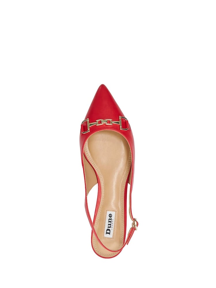 Dune London Red Hopeful Snaffle Slingback Flat Shoes - Image 5 of 5