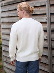Ecru White Regular Fit Signature Lambswool/Cashmere Blend Crew Jumper - Image 3 of 7