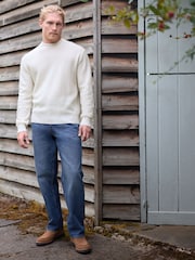 Ecru White Regular Fit Signature Lambswool/Cashmere Blend Crew Jumper - Image 5 of 7