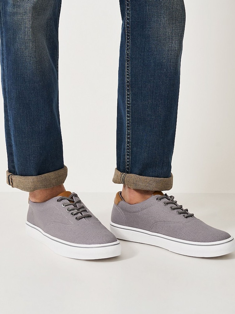Crew Clothing Grey Oxford Canvas Trainers - Image 1 of 4