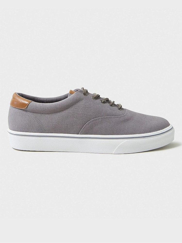 Crew Clothing Grey Oxford Canvas Trainers - Image 2 of 4