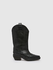 Schuh Dora Leather Western Knee Boots - Image 2 of 3