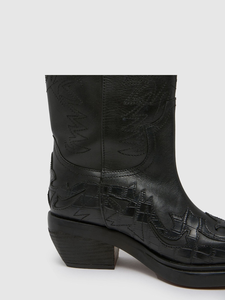 Schuh Dora Leather Western Knee Boots - Image 3 of 3