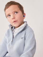 Crew Clothing Sky Blue 100% Cotton Half Zip Jumper - Image 2 of 5