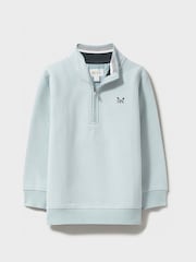 Crew Clothing Sky Blue 100% Cotton Half Zip Jumper - Image 3 of 5