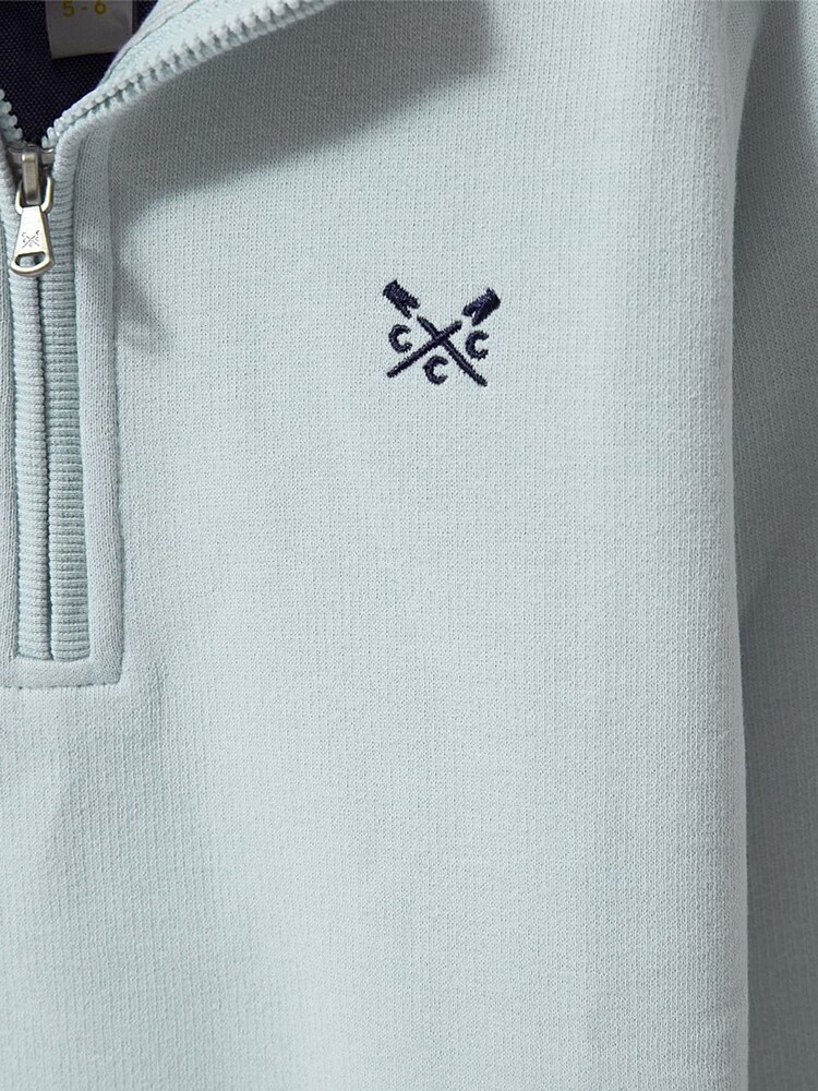 Crew Clothing Sky Blue 100% Cotton Half Zip Jumper - Image 5 of 5
