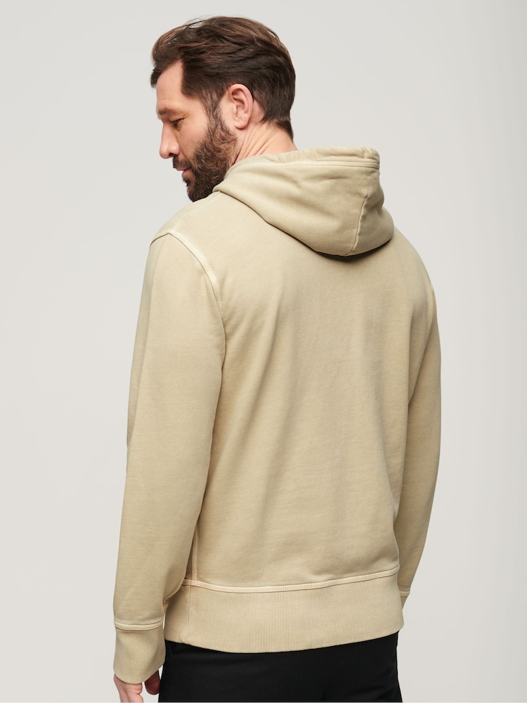 Superdry Nude 100% Cotton Contrast Stitch Relaxed Hoodie - Image 3 of 3
