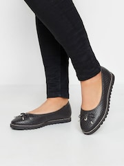Preto - Sapatilhas de balé Yours Curve Woven com ajuste extra wide EEE fit - Imagem 1 de 5