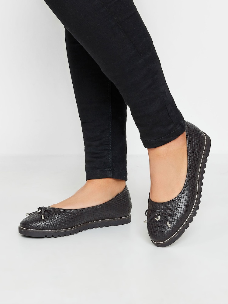 Preto - Sapatilhas de balé Yours Curve Woven com ajuste extra wide EEE fit - Imagem 1 de 5