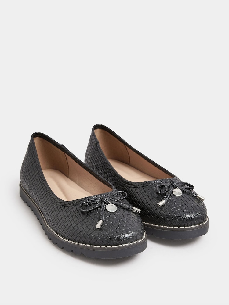 Preto - Sapatilhas de balé Yours Curve Woven com ajuste extra wide EEE fit - Imagem 2 de 5