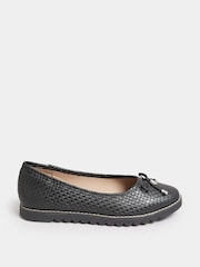 Preto - Sapatilhas de balé Yours Curve Woven com ajuste extra wide EEE fit - Imagem 3 de 5