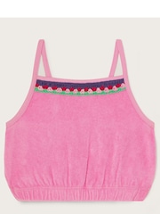Monsoon Pink Crochet Trim Sun 100% Cotton Vest - Image 2 of 4