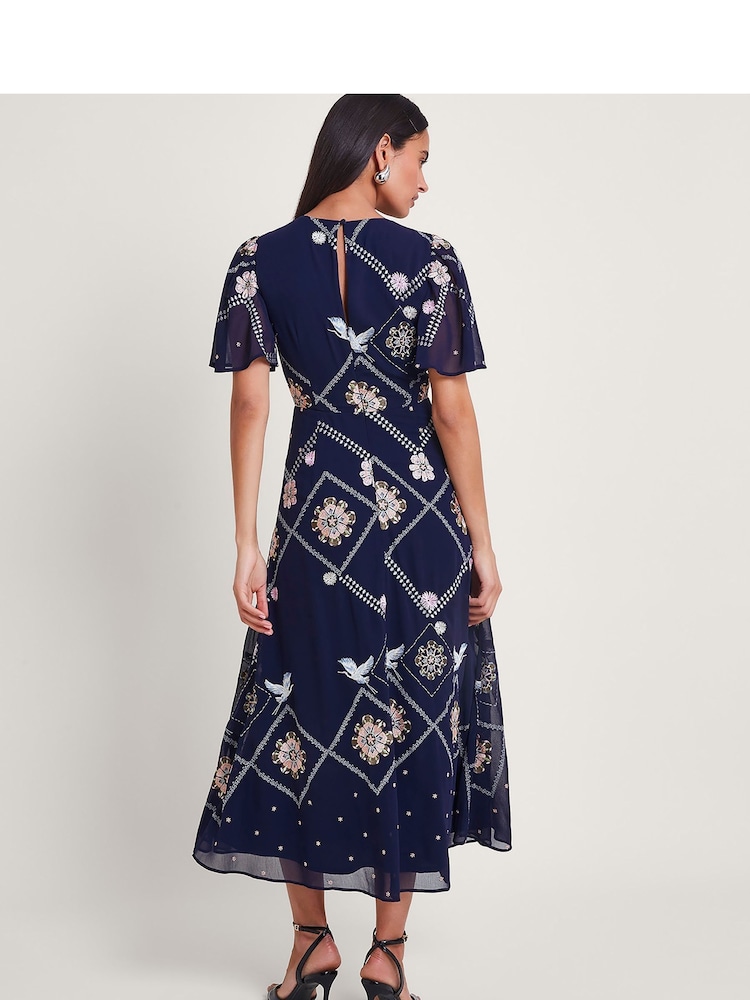 Monsoon Blue Neela Embroidered Tea Dress - Image 2 of 5 Monsoon Blue Neela Embroidered Tea Dress - Image 2 of 5
