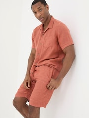 FatFace Seaton Orange Linen Pull On Shorts - Image 2 of 6