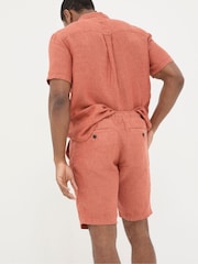 FatFace Seaton Orange Linen Pull On Shorts - Image 3 of 6