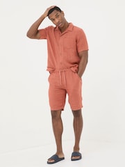 FatFace Seaton Orange Linen Pull On Shorts - Image 4 of 6