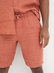 FatFace Seaton Orange Linen Pull On Shorts - Image 5 of 6